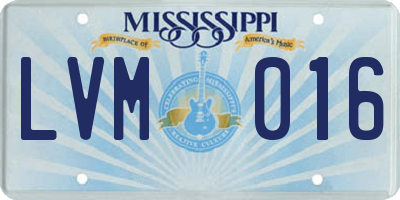 MS license plate LVM016