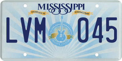 MS license plate LVM045