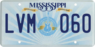 MS license plate LVM060