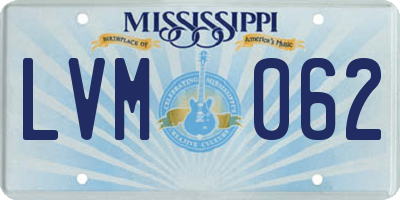 MS license plate LVM062