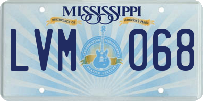MS license plate LVM068
