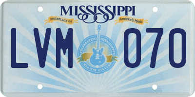 MS license plate LVM070