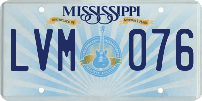 MS license plate LVM076