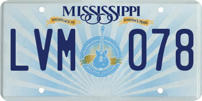 MS license plate LVM078