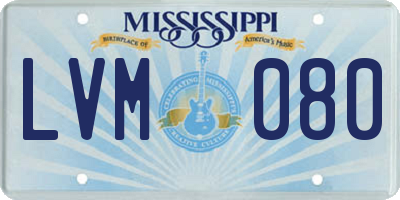 MS license plate LVM080