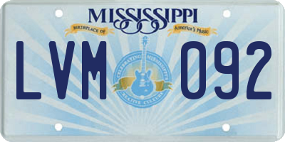 MS license plate LVM092