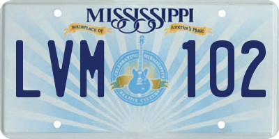 MS license plate LVM102
