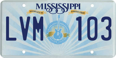 MS license plate LVM103