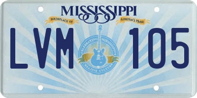 MS license plate LVM105