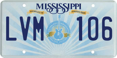 MS license plate LVM106
