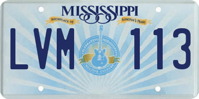 MS license plate LVM113