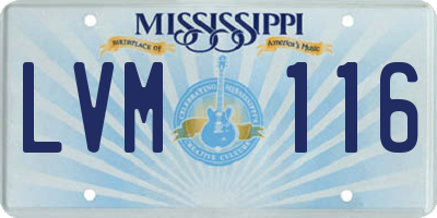 MS license plate LVM116