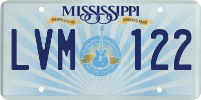 MS license plate LVM122