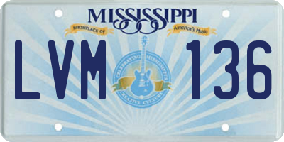 MS license plate LVM136