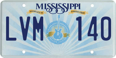 MS license plate LVM140