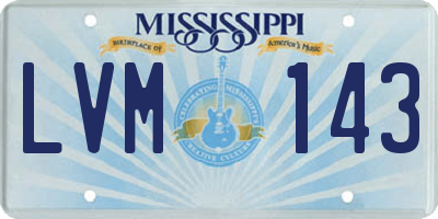 MS license plate LVM143