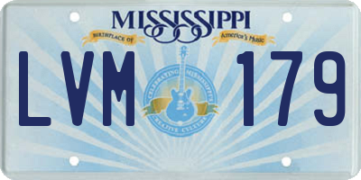 MS license plate LVM179