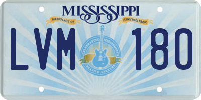 MS license plate LVM180