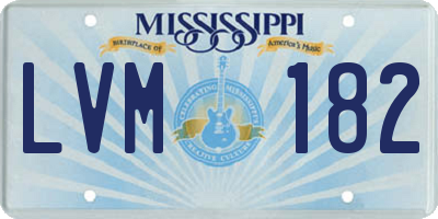 MS license plate LVM182