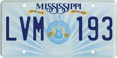 MS license plate LVM193