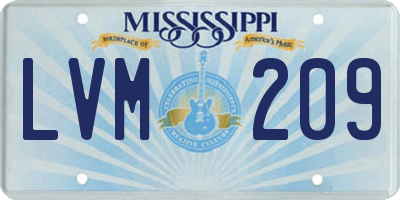 MS license plate LVM209