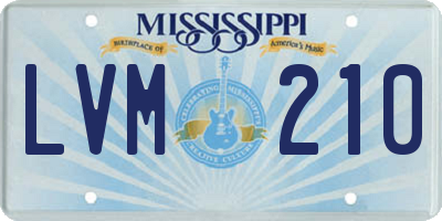 MS license plate LVM210