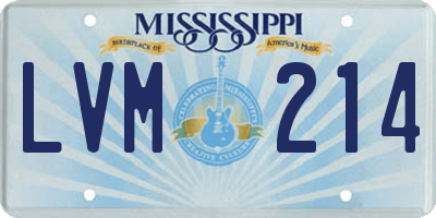MS license plate LVM214