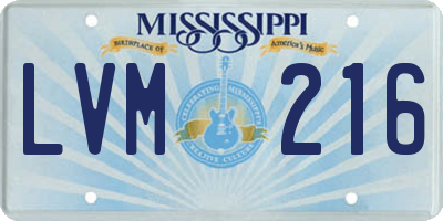 MS license plate LVM216