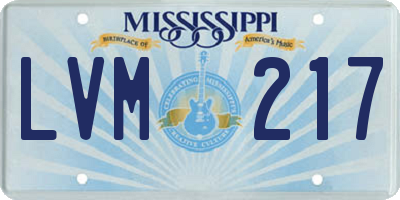 MS license plate LVM217