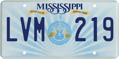 MS license plate LVM219
