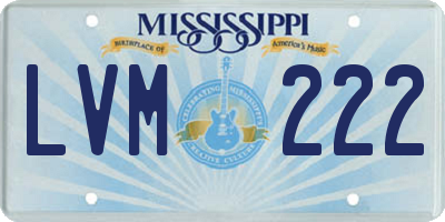 MS license plate LVM222