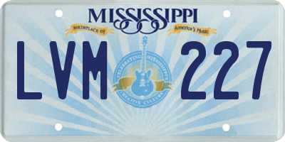 MS license plate LVM227