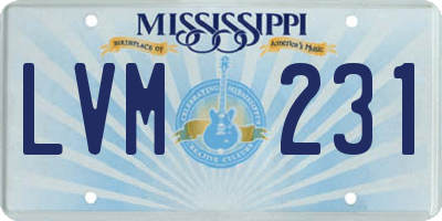 MS license plate LVM231
