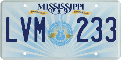 MS license plate LVM233