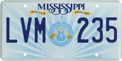 MS license plate LVM235