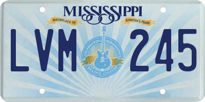 MS license plate LVM245