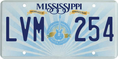 MS license plate LVM254