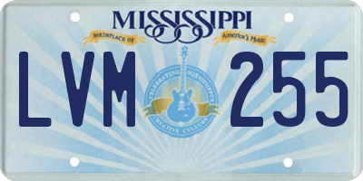 MS license plate LVM255