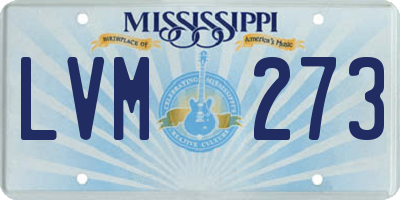 MS license plate LVM273