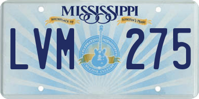 MS license plate LVM275