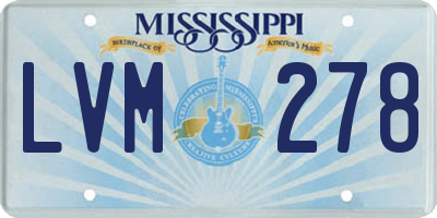 MS license plate LVM278