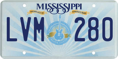 MS license plate LVM280