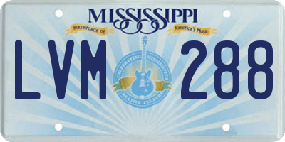 MS license plate LVM288