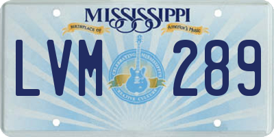 MS license plate LVM289