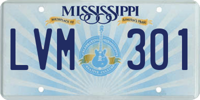 MS license plate LVM301