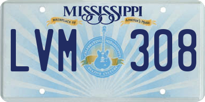 MS license plate LVM308