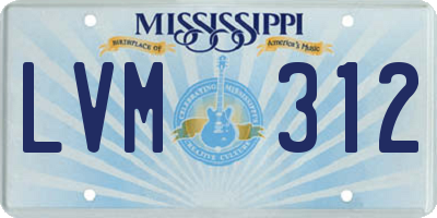 MS license plate LVM312
