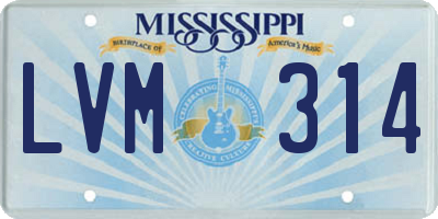 MS license plate LVM314