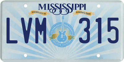 MS license plate LVM315