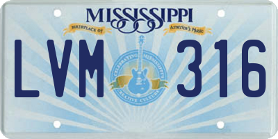 MS license plate LVM316